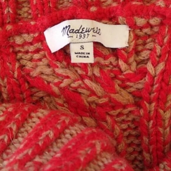 Madewell Chunky Cable Knit Wool Blend Sweater - Picture 6 of 11